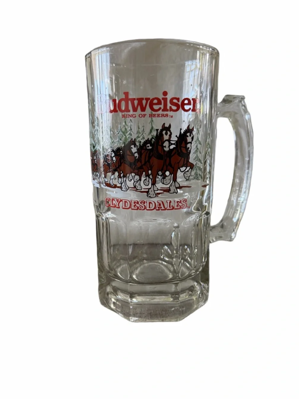 Vintage Budweiser Clydesdales Beer Stein Glass Mug – Heavy Barware